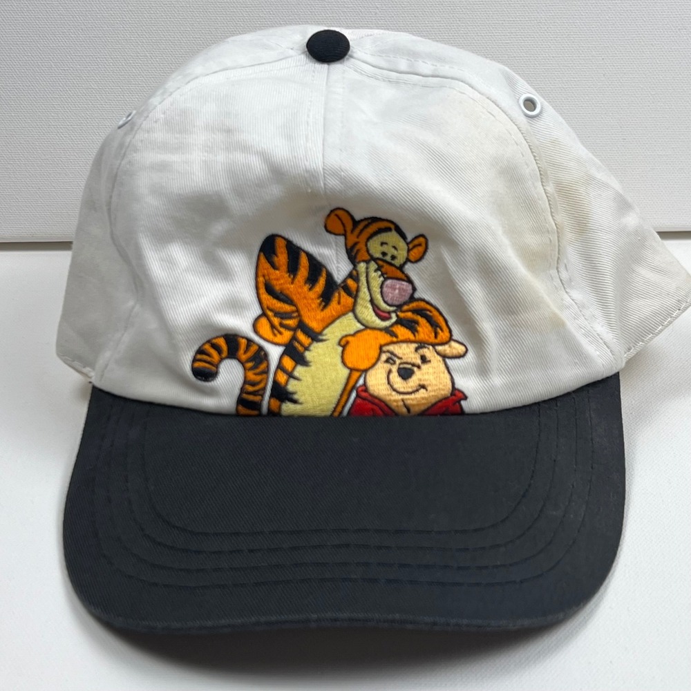Vintage Disney Winnie the Pooh Tigger Hat White Black Two Tone Baseball Cap 90s